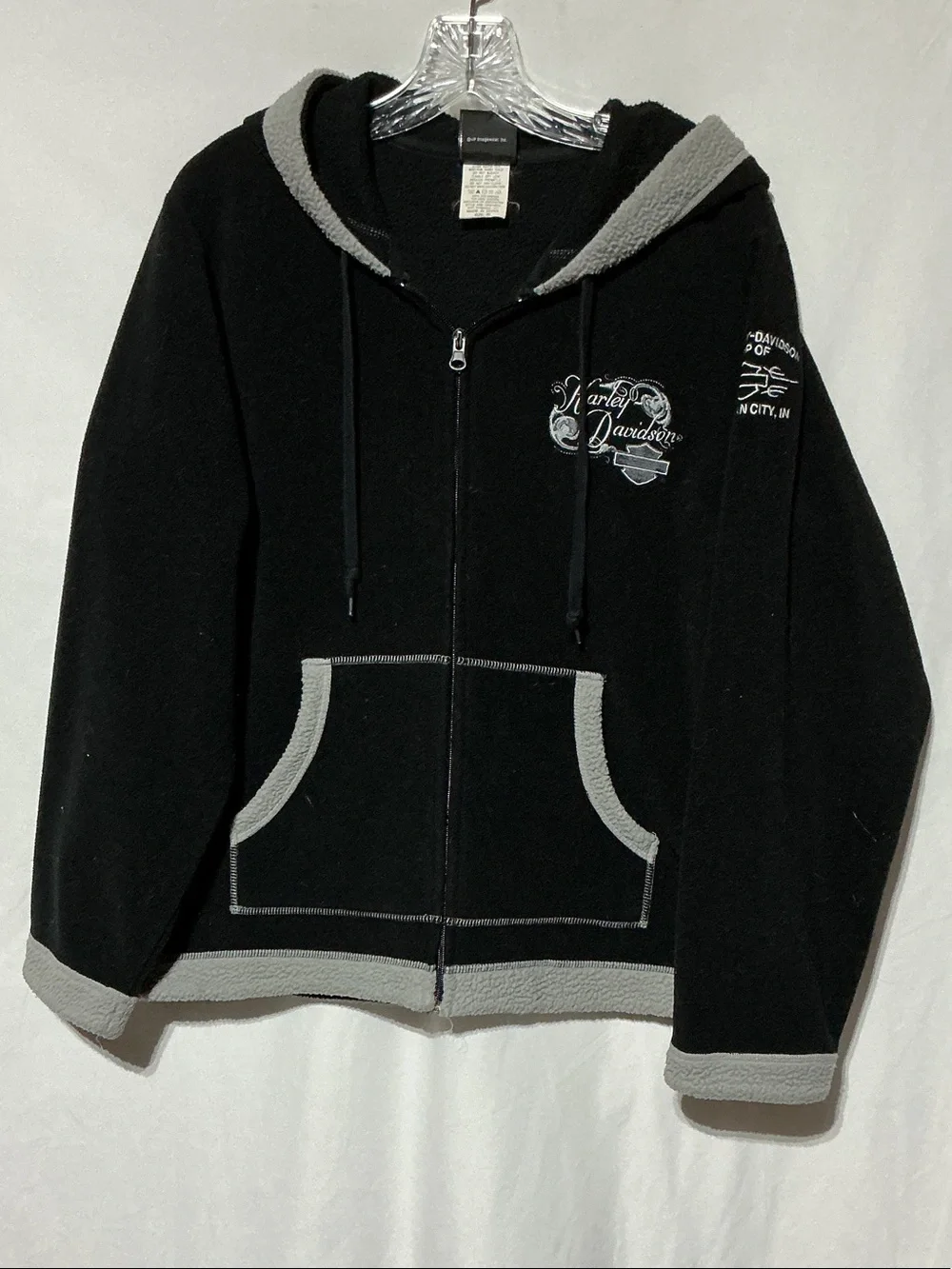 Harley-Davidson Womens Black Fleece Hoodie With Logo Sz XL